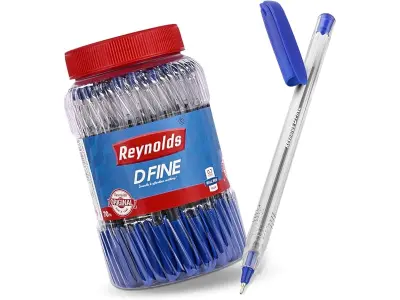 Reynolds DFINE Ball Pen SET - 70 BLUE PENS WITH COMFORTABLE GRIP |BLUE BALL PENS FOR WRITING |