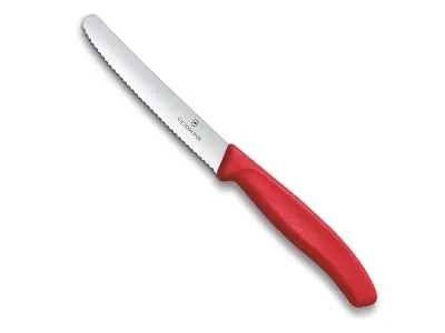 Victorinox Swiss Classic Paring Knife, 11 cm, Red, 6.7831.C1 | Stainless Steel, Serrated Edge with Round Tip, Professional and Household Kitchen Tools, Multipurpose Knife