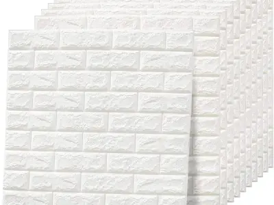 Jayci Mart 3D Brick Wallpaper for Wall | Self Adhesive PE Foam DIY Panel | Peel & Stick Decor for Home, Living, Bedroom & Office (70 x 77 cm, Appx 5.8 Sq Ft) (1, White)