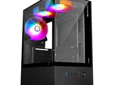 ZEBRONICS ROBUST Premium Gaming Chassis with support for mATX | Mini ITX, Wraparound Tempered Glass, 120mm Multicolor LED Ring Fans, Top Magnetic Dust Filter, 3 Fans Included (Blac