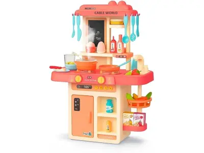 Cable World® Kitchen Playset for Kids, Kitchen Set for Toddler with Gas Sound & Light, Cooking