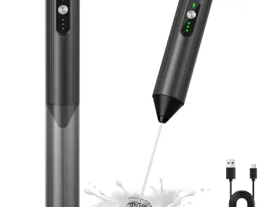 CIRCLE JOY 3-Speed Rechargeable Coffee Frother Electric, Milk Frother Handheld with Dual Spring Whisker for Home Coffee Maker Lattes, Cappuccino & Hot Chocolate