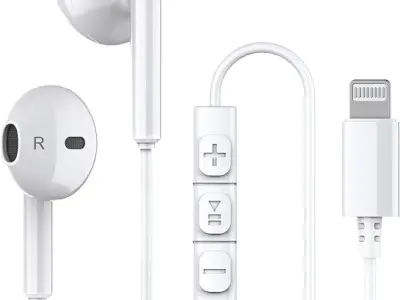 Wired Original Earphone with Microphone - Stereo in-Ear in Ear Headphones Compatible with iPhones7/8/X/XS/XR/11/12/13/14 Pro - Noise-Isolating, Stereo Sound,(Off White) Thunder Eag