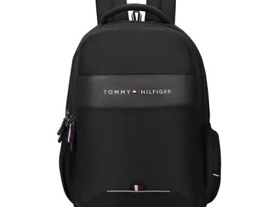 Tommy Hilfiger Joshua Polyester Unisex 15 Inch Laptop Backpack - Black | 21 Ltr Capacity| Padded & Adjustable Strap | Water Resistant | 3 Compartment | Water Bottle Holder | USB Ca