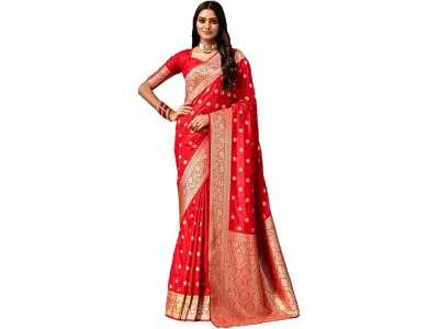 C J Enterprise Women's Banarasi Saree Pure Kanjivaram Style Silk Saree With Blouse Piece for We