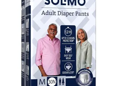 Amazon Brand - Solimo Adult Diapers Pant Style | Medium Size | 30 Count | Waist 24-45 Inch (60-115 cm) | Fast Absorption | Leak Proof | Unisex | For Men & Women