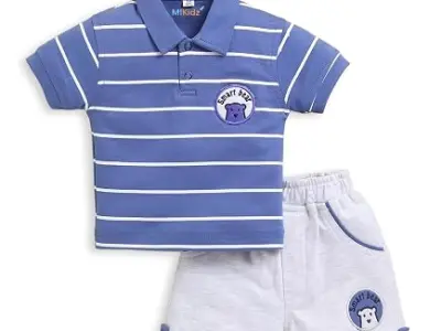 MI Kidz Pure Cotton Collared T-Shirt and Half Pant Set for Kids
