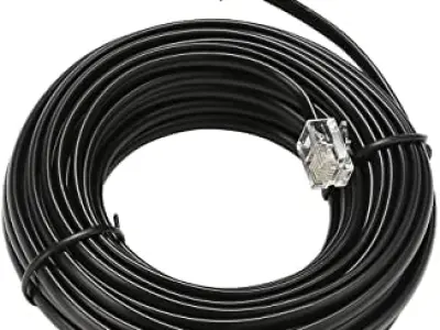 HAKUHO Telephone Cable Extension Cord 2 Pin, 1 Line Rj11 Male To Male Cable Line Or Landline, Phone, Modem Or Fax Machine (Black, 5M)