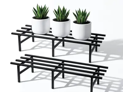 Robustt Horizontal Metal Pot Stand (Set of 2 ) 76x24x18 Cm | Rust-Proof Matte Powder-Coated Pot Stand for Big Size Plants | Supports Up to 200 Kg| Ideal for Balcony, Outdoor and In