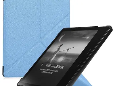 FTK® Case for Kindle Oasis (10th Generation, 2019 Release and 9th Generation, 2017 Release) | Slim Cross Stripe Fold Stand Cover | Sky Blue