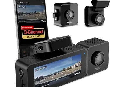 Qubo 3-Channel Dashcam Trio by Hero Group (Front+Rear+Cabin Camera) [New Launch] | 4MP | Built-in Wi-Fi & GPS | Wide FOV | IR Night Vision | App Control | Supports up to 1TB SD Car