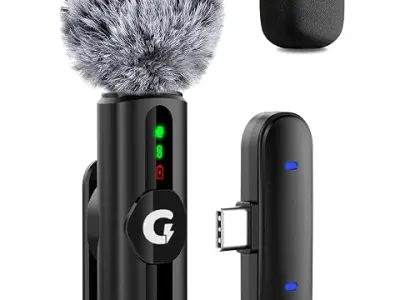 GRENARO Mic for YouTube Wireless, 3-Level Adjustable Noise Reduction Mic Wireless,S12 Wireless Microphone for Youtubers with LED Indicator Light (Single Channel Type-C Port Version