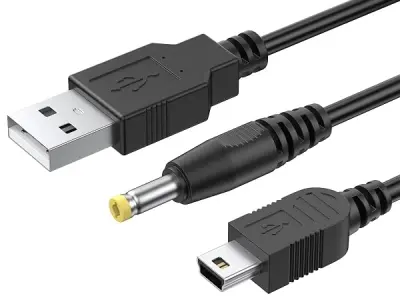 Tobfit USB A Charging Cable for PSP 1000/2000/3000/PS3, 2 in 1 USB A Data Charger Cable Lead for PSP 1000 2000 3000