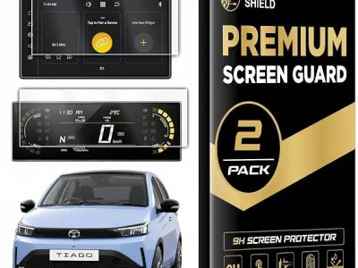 SPARTAN SHIELD [2 PACK] Screen Guard For TATA TIAGO 2026 Facelift || Pure+ & Pure+A || 8 Inch Infotainment Touchscreen + 5 Inch Instrment Cluster Protector | Anti Scratch | Water R