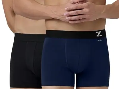 XYXX Men's Aero Super Combed Cotton Regular Fit Solid Antimicrobial Trunks with No Marks Waistband (Pack of 2)