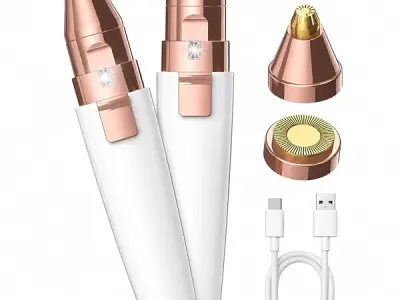 VIFERA 2 in 1 Eyebrow Trimmer for Women, Facial Hair Removal Machine for Upper Lip, Cheeks, Chin, Nose, Face Trimmer, USB RECHARGEABLE Epilator With Light