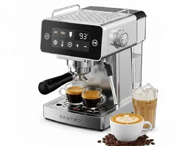 VANTRO Espresso Coffee Machine | 20 Bar Professional Pressure | 1500W | Stainless Steel Housing | Touch Control Panel | Adjustable Temperature & Extraction Time