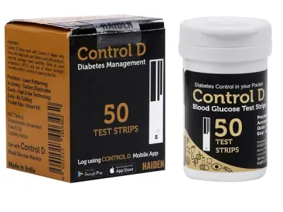 Control D Test Strips, 50 Count (Black) | For Control D Glucometer only