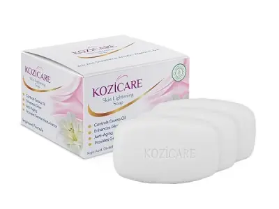 Kozicare Skin brightening Soap | 0.5% Kojic Acid, 0.5% Vitamin C, 0.3% Glutathione, 0.5% Arbutin | For Dark Spot Reduction & Pigmentation | Pack of 3 (75g each) | For Men & Women