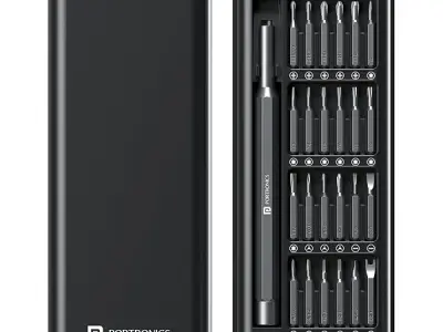 Portronics Bit Box,24-in-1 Screwdriver Kit,Compact,Durable,and Travel-Friendly Tool Kit with a Magnetic Bit Holder,Perfect for Household&Auto Repair (Black)