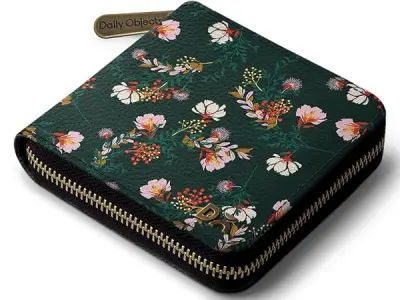 DailyObjects Women's Zip Wallet | Made with Vegan Leather Material | Carefully Handcrafted | Holds up to 8 Cards | Slim and Easy to Fit in Pocket | Coin Pocket with Button Closure