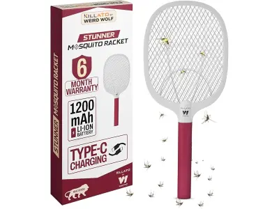 Weird Wolf Heavy Duty Rechargeable Mosquito Killer Racket | 1200mAh Battery | Type-C Charging |
