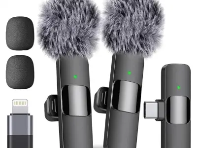 AMBLIC New Dual Wireless Mic for Youtubers Video Recording & Live Streaming | Noise Cancellation with 164Ft Mic for Vlogging, Singing, Plug-Play, DSLR Compatible with All Smartphon