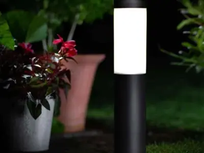 Outdoor Holder Bollard Light Waterproof IP65 Garden Pathway Lamp –Landscape Lighting for Lawn, Patio, Walkway, Yard & Driveway | Dustproof Warm White Outdoor Pole Light (Black)