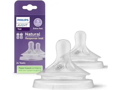 Philips Avent Natural Response Bottle Teat - 2 x Baby Bottle Flow 5 Teats for Babies Aged 6+ Mo