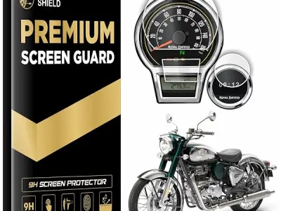 Spartan Shield Screen Protector For ROYAL ENFIELD 2026 Bike CLASSIC 350, CLASSIC 650 & GOAN CLASSIC 350 [with Tripper Navigation Screen] - 4 inch Instrument Cluster Guard | Goan Cl