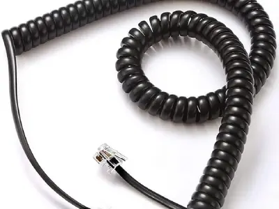 FEDUS Telephone Phone Handset Cable Cord, 9Ft Uncoiled / 1.5Ft Coiled, Landline Phone 4P4CPure-Copper Coiled Curly Cord Male to Male RJ9/RJ10 Cable, Telephone Accessory, Pack 1