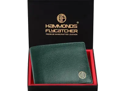 HAMMONDS FLYCATCHER RFID Protected Bi-Fold Wallet for Men Leather Original, Mens Wallet, Leather Wallets for Men, Classic Purse with 4 Card Slots, Coin Pocket, Gift for Mens - Gree