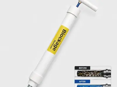 Justhobby Blockage Remover Hand Pump | Inlet Pipeline Blockage Cleaner | Tap Water Flow & Pressure Booster | High Pressure Cleaning Tool for Bathroom, Kitchen & Toilet (Both GI & P