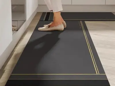 TEKCOOL 2 Pcs Kitchen Mats Set – Waterproof Memory Foam Anti-Fatigue Mat Non-Slip Rug for Kitchen, Sink, Laundry & Home Office – 120x40 cm + 40x60 cm