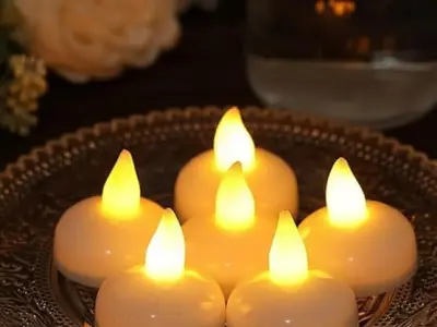 Water Sensing 6 Pcs Floating Diyas Smokeless Flameless Candles Led Tea Light Battery Operated Waterproof Decorative Candle for Home Decor Table Festival Diwali Decoration Items (6)