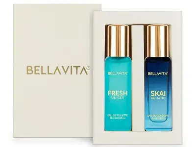 BELLAVITA Skai Aquatic EDC & Fresh EDT | Long Lasting 2x20ml Perfume for Man & Woman | Gifts for Woman | Bergamot, Ylang Ylang, Pink Pepper | Premium Fragrance