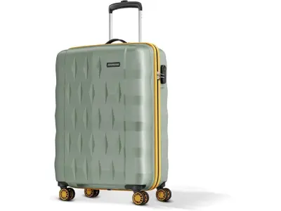 Aristocrat Comet Cabin Polycarbonate Hard Case 8-Wheel Trolley Bag, Green | Durable Case, Light