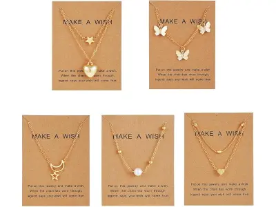 Shining Diva Fashion 5 Pcs Latest Stylish Heart Butterfly Pearl Necklace Jewellery Set for Wome