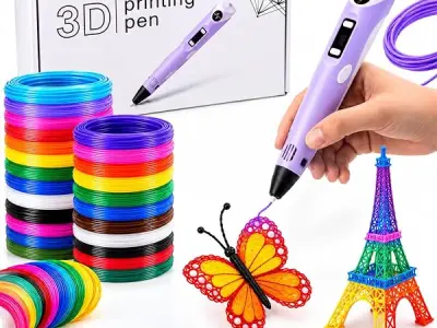 NFIL3D Pen for Kids & Adults|3D Pen Starter Kit – Includes 3Pcs Filament 5Meter Each,1Pcs Cable, 1Pcs Stand,1Pcs Stencils & 1Pcs Pen - for Kids & Gift Set for Birthday (Purple)