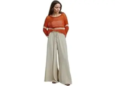 KOTTY Women's Wide-Leg Trouser|Palazzo Pants|High Waist Flowy Trousers with Drawstring|Lightwei