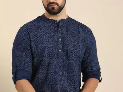 Anouk Men Geometric Printed Cotton Kurta
