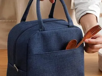 HYLOL Insulated Travel Lunch/Tiffin/Storage Bag for Office, College & School (Blue) (Cotton) 6 Liters