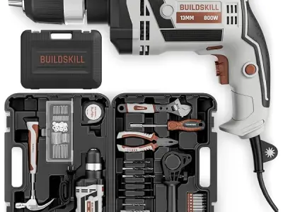 BUILDSKILL 136 PCs Impact 800W Corded Electric Drill Toolkit | 3300 RPM | 48000 Impact Rate | Copper Motor | 13mm Keyless Chuck Drill Machine for Wall Drilling | Forward-Reverse |