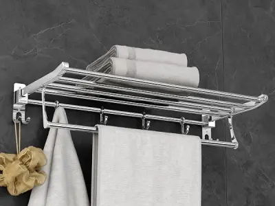 Plantex Eco Stainless Steel Folding Towel Rack/Towel Hanger for Bathroom/Wall Mounted Towel Rack/Bathroom Accessories Set(24-inch) Chrome