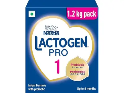 Nestlé LACTOGEN PRO 1, Infant Formula with Probiotic & Prebiotics, 1.2kg | For infants 0-6 months, 1.2kg Large Pack with 3x400g pouches, Probiotic L. reuteri & Prebiotics GOS and F