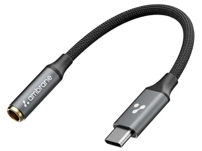 Ambrane Type C to 3.5mm Audio Jack Converter with DAC Headphone Adapter