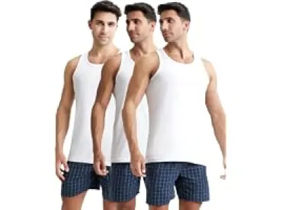 Jockey 8820 Men's Super Combed Cotton Round Neck Sleeveless Vest with Extended Length for Easy