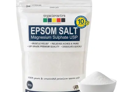 Organix Mantra Epsom Bath Salt 1KG | USP Grade Magnesium Sulphate | Muscle Relief, Foot Soak & Relaxing Bath | Relieves Aches & Pain | 100% Pure & Unscented
