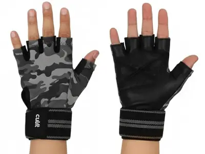 CULT Workout Gym Gloves for Men & Women – Durable Protective Gear with Anti-Slip Leather Grip, Breathable Lycra, Sweat-Absorbent & Half-Finger Design for Weightlifting, Strength Tr