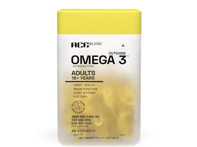 Ace Blend Outshine Omega 3 Fish Oil 4X Strength | 1650mg with 743 EPA & 528 DHA | 2 Softgels Daily for Men & Women | No Fishy Burps | Supports Heart, Brain, Joints & Eye Health | 6